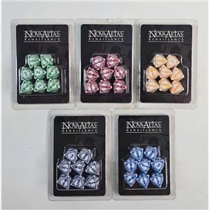 Nova Aetas Renaissance: Dice Set (Blue, Yellow, Red, Green, Purple) - SEALED