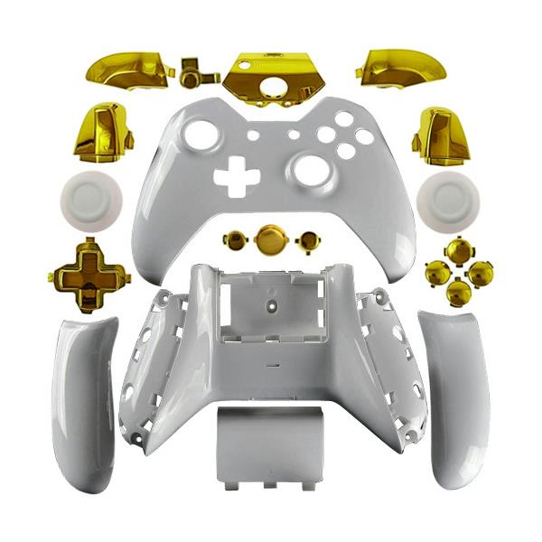 Mod Freakz Custom Series Xbox One Controller Shell Buttons Piano White With Gold Buttons Mod Freakz