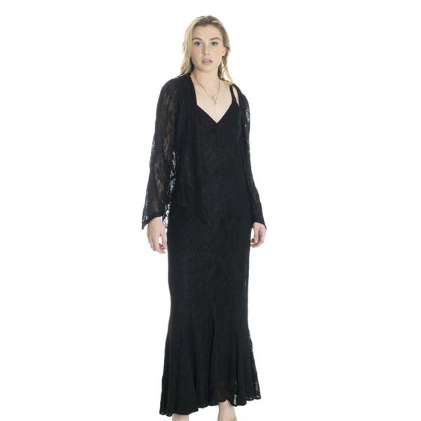 S Nwt Damianou Black Sparkle Lace Sleeveless Full Length Gown Dress Cardigan Set