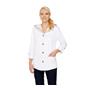 Susan Graver Size 1X Weekend French Terry Roll Tab Sleeve White Jacket # A265734