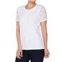 Denim & Co 2X White Perfect Jersey Scoop Neck Top w/ Lace Short Sleeves