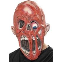 3/4 Red Zombie Adult Mask with Fleshless Face