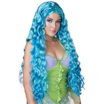 Aqua and Blue Sea Siren Mermaid Long Curly Costume Wig