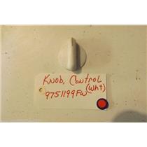 KITCHENAID STOVE 9751199FW Knob,  Control White   USED PART