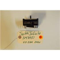 WHIRLPOOL STOVE 3149404  3148951  Switch, Infinite (right Front)  4.4-5.8a  used