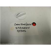 AMANA STOVE 31942606W 915542 Knob, Switch (wht)  USED