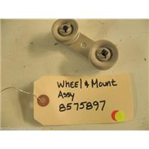 WHIRLPOOL DISHWASHER 8575897 WHEEL & MOUNT USED PART ASSEMBLY