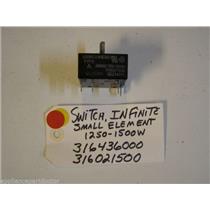 Frigidaire STOVE 316436000  316021500   Switch,infinite ,small Element used part