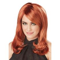 Auburn Red Lush Layers Glamorous Wig with Side Swept Bangs