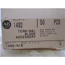 A-B Allen-Bradley 1492-N18 Terminal Block Accessory Series A Box w/ 50 pcs.