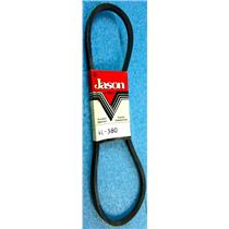 JASON 4L380 V-BELT, 38" OUTSIDE NOMINAL LENGTH, 1/2" TOP WIDTH, 4L, 5/16" THICK