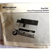 DICTAPHONE EXECTALK VOICE PROCESSING SYSTEM OPERATING INSTRUCTIONS