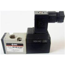 SMC NVK332 AIR PNEUMATIC SOLENOID VALVE, WITH 110VAC SOLENOID, WITH FITTING