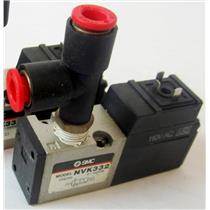 SMC NVK332 AIR PNEUMATIC SOLENOID VALVE, WITH 110VAC SOLENOID, WITH FITTINGS