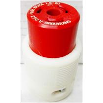 RED AND WHITE NEMA L6-20 FEMALE POWER PLUG, 20A 250V GROUNDING