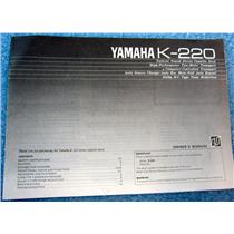 YAMAHA K-220 MANUAL FOR NATURAL SOUND STEREO CASSETTE DECK