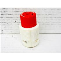 RED AND WHITE NEMA L2-20 FEMALE POWER PLUG, 20A 250V 3 PHASE