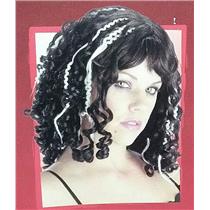 Women's Victorian Curly Streaked Black and White Vampire Wig
