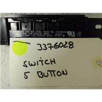 WHIRLPOOL DISHWASHER 3376028 SWITCH, 5 BUTTON USED