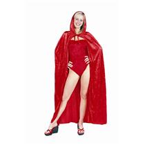 56" Full Length Red Velvet Hooded Cape Costume Accessory Devil Riding Hood