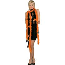 Halloween Feather Boa Black With Orange Pumpkin
