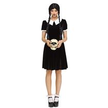 Gothic Girl Black Dress Wednesday Adams Adult Costume  M/L 10-14