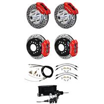 55 56 57 Bel Air Wilwood Manual 4 Wheel Disc Brake Kit 11" Drilled Red