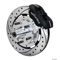 NEW WILWOOD FULL FRONT DISC BRAKE KIT, 12" DRILLED ROTORS, BLACK DYNALITE CALIPERS, PADS, 1979-1987
