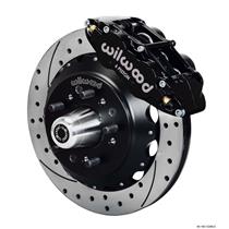 NEW WILWOOD FULL FRONT DISC BRAKE KIT, 13" DRILLED ROTORS, BLACK SUPERLITE 6 PISTON CALIPERS, PADS,