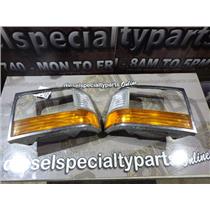 1993 - 1997 FORD F350 XLT XL SINGLE CAB OEM HEADLIGHT CHROME BEZELS MARKERS PAIR