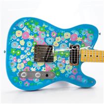 Lush John Doe Blue Flower Electric Guitar w/ Fender Telecaster Case #49806