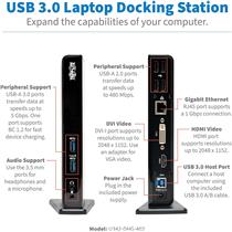 Tripp Lite USB 3.0 SuperSpeed Dual Head Docking Station HDMI USB 3.0 DVI AV CT45