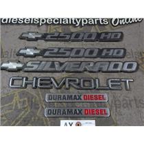 2001 2002 CHEVROLET SLT 2500HD 6.6 LB7 DURAMAX DIESEL OEM EMBLEMS (6) SET