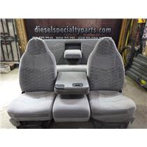 1999 - 2002 FORD F350 F250 XLT CREWCAB OEM CLOTH BUCKET SEATS / JUMP SEAT (GRAY)
