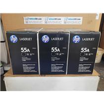 LOT OF THREE NEW GENUINE HP 55A TONER CARTRIDGES NEW SEALED ORIGINAL HP CE255A