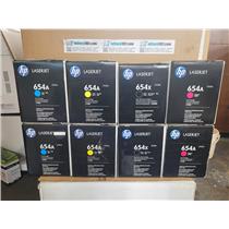 LOT OF EIGHT NEW GENUINE HP 654A TONER CARTRIDGES NEW SEALED ORIGINAL HP