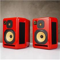 KRK Expose E8 Custom Red 2-Way Active Studio Monitors Pair Recapped #56466