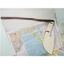 Boaters' Resale Shop of TX 2601 0301.01 VINTAGE WOODEN RUDDER & TILLER ASSEMBLY