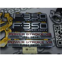 2003 2004 FORD F350 XLT 6.0 DIESEL POWERSTROKE OEM EMBLEMS (SET) FOUR PIECES