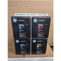 Lot of Four New Sealed Genuine HP 507A Toner Cartridges 2-C, 1-M, 1-Y -NEW-
