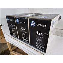 Lot of Three New Genuine HP 42a Q5942A Black Toner Cartridges for LJ 4250 ,4350