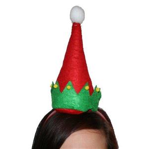 Christmas Elf Hat with Pom Poms on Headband