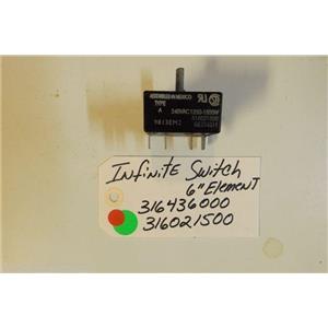 FRIGIDAIRE Stove  316436000  316021500   Switch-6`` Element  USED PART