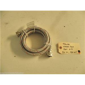 WASHER STAINLESS BRAIDED HOSE HOT WATER 6, 3/4" INLET & OUTLET USED PART