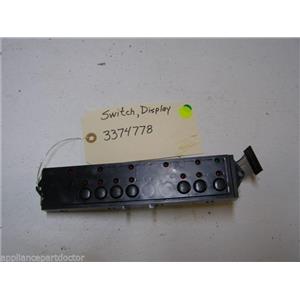 WHIRLPOOL DISHWASHER 3374778 DISPLAY SWITCH USED PART ASSEMBLY
