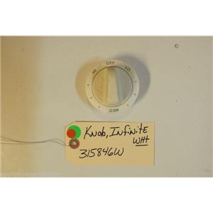 AMANA Stove  315846W Knob, Infinite Switch (wht)   USED PART