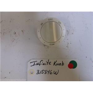 Amana STOVE 315846W Knob, Infinite Switch (wht)  USED PART