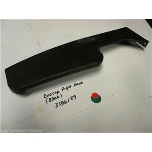 WHIRLPOOL STOVE 3186189 Endcap, Right Hand (black)( some scuffs) USED PART
