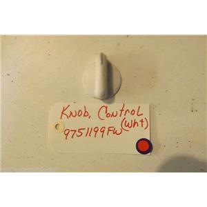 KITCHENAID STOVE 9751199FW Knob,  Control White   USED PART