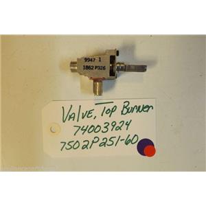 MAYTAG STOVE 74003924    7502P251-60   Valve, Top Burner   used